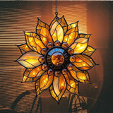 Sunflower Faux Mosaic Acrylic Suncatcher Stained Glass Effect Window Car Hanging Christmas Ornament Indoor Outdoor Decor Garden Sun Catcher Panel for Sunflower Lover for Women Mom Grandma