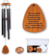 Memorial Wind Chimes for Outside - 28 in. Sympathy Wind Chime Gift with Keepsake Stone & Message Card, Calming Tone, Wood Mute Damper, Garden Porch Patio Decor