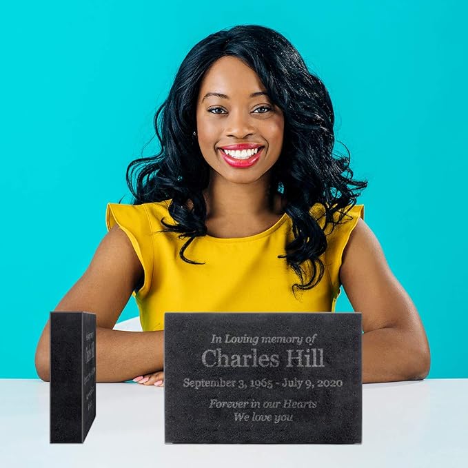 Customized In Loving Memory Black Granite Memorial or Sympathy Gift. Offered in a Variety of Sizes to Meet your Needs and Budget (12 x 8 x 2")