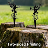 3-Piece Set Garden Fairy Metal Dancing Dandelion Flower Sculptures,Outdoor Decorative Stakes for Yard, Lawn, Flower Bed, Flower Pot (Style A)