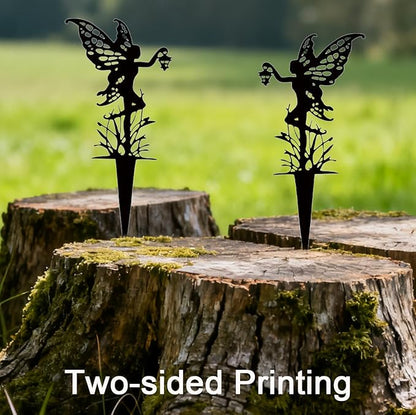 3-Piece Set Garden Fairy Metal Dancing Dandelion Flower Sculptures,Outdoor Decorative Stakes for Yard, Lawn, Flower Bed, Flower Pot (Style A)