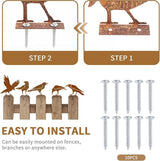 Geila 5PCS Rusty Birds Decoration, Fence Decorations Outdoor, Metal Birds Yard Decor Perfect Yard Art and Large Outdoor Ornaments (C)
