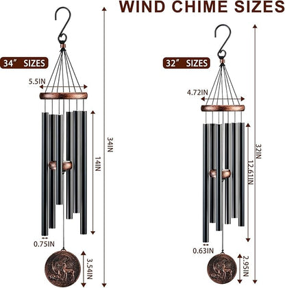 Wind Chimes for Outside, Vintage Deer Deep Tone Wind Chime Outdoor Clearance, Patio Porch Balcony Decoration, Garden Hanging Decor Gifts for Women Mom Grandma (34" Deer)