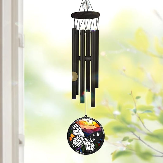 Personalized Butterfly Wind Chimes for Outside, Custom Crystal Your Wings were Ready But My Heart was Not Ornament, Sympathy Gifts for Loss of Loved One, Memorial Windchimes for Garden Décor
