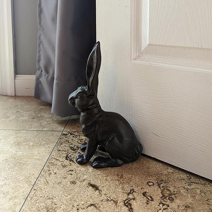Treasure Gurus Cast Iron Rabbit Door Stop Stopper Metal Outdoor Patio Yard Art Garden Statue Home Decor Brown