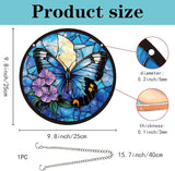 CREATCABIN Butterfly Sun Catchers Round Acrylic Suncatchers Stained Animals Window Wall Art Hanging Ornaments with Metal Chain for Housewarming Living Room Bedroom Home Garden Decor 9.8 Inch