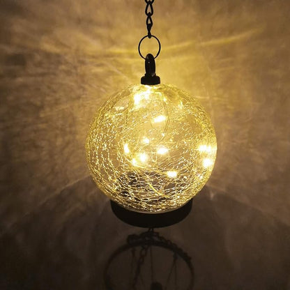 42 Inch Wind Chimes Outdoor Solar Lights, 15 Twinkle Warm White LED Large Sympathy Chime Crackled Glass Ball Birthday Gifts for Women Mom Grandma Decorative Hanging in Garden, Yard, Patio, Landscape