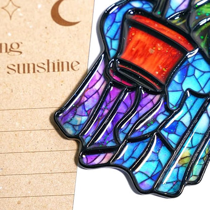 Ghost Plant Handmade Resin Suncatchers, Artisan Boho Sun Catcher Stained Glass Effect Spooky Window Hanging Garden Decor, Gift for Mother's Day Mom Grandma Wife Women
