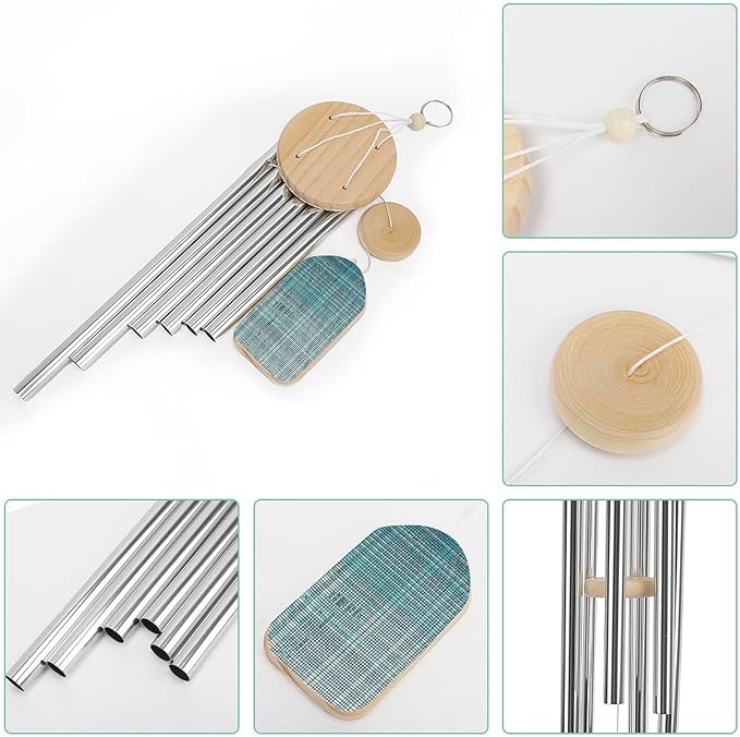 Wind Chimes for Outside,Simple Grid Style Printed Cute Aluminium Windchimes Outdoors,Soothing Melodic Memorial Wind Chime for House Porch Patio Garden Balcony Decor