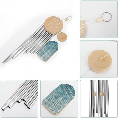 Wind Chimes for Outside,Simple Grid Style Printed Cute Aluminium Windchimes Outdoors,Soothing Melodic Memorial Wind Chime for House Porch Patio Garden Balcony Decor