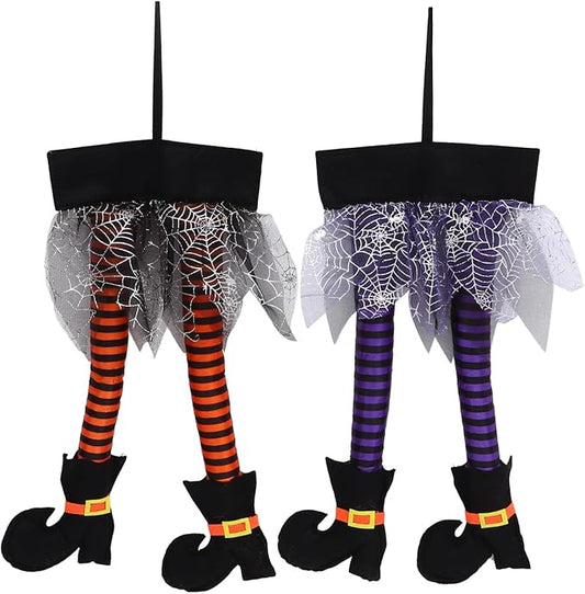 Happyyami 2Pcs Halloween Witch Legs Wicked Witch Legs with Shoes Stuffed Witch Halloween Decorations for Halloween Outdoor Indoor Decor (Random Color)