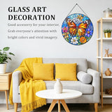 Butterfly Stained Glass Window Hanging Suncatchers, Flower Sun Catchers Indoor Window Glass Wall Art Decor,Birthday Gifts for Women 7.87"