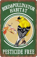 Vintage Garden Signs pesticide free bird & pollinator habital Retro Yard Metel Tin Signs outdoor Aluminium Wall Decor