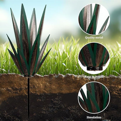 Large Tequila Rustic Sculpture, Wind Resistant Metal Agave Plants Garden Art for Outdoor Home Decor, DIY Hand Painted Metal Agave Yard Sculpture Statue Garden Lawn Ornament Gift (1, Green)