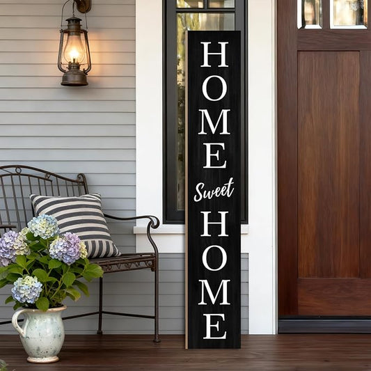 Home Sweet Home Porch Sign 47.2H Wooden Welcome Sign Vertical Hanging Signs For Standing Front Porch Standing Farmhouse Porch Signs Outdoor Tall Sign Decorations Outdoor Welcome Signs for Porch- balck