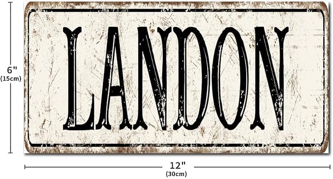 Madcolitote Vintage Country Landon Wood Sign Landon Street Custom Signs Outdoor Metal Rustic Wooden Wall Art Farmhouse Wall Decor Kitchen Home Decor Signs Wall Hanging Sign 6x12in