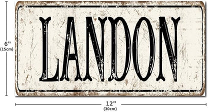 Madcolitote Vintage Country Landon Wood Sign Landon Street Custom Signs Outdoor Metal Rustic Wooden Wall Art Farmhouse Wall Decor Kitchen Home Decor Signs Wall Hanging Sign 6x12in