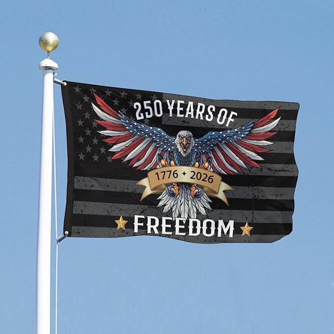 250 Years America Flag – 3x5 FT US 250th Anniversary Flags 1776-2026 Merchandise Banner – 250 Anniversary USA Flag with Grommets – Outdoor Patriotic Yard Décor