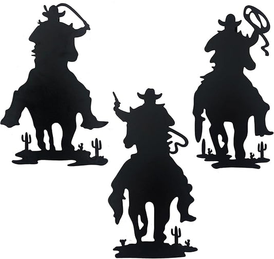 J-Fly Western Cowboy Wall Decor Vintage Cowboy Wall Art Valentine Home Decor Rustic Door Decorations Hanging Outdoor Indoor Bedroom Living Room Bathroom Black