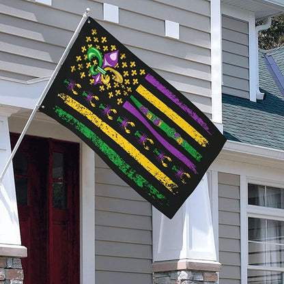 Mardi Gras Flag 3x5 Ft Outdoor Indoor With Grommet Garden Yard Banner Decorative Sign