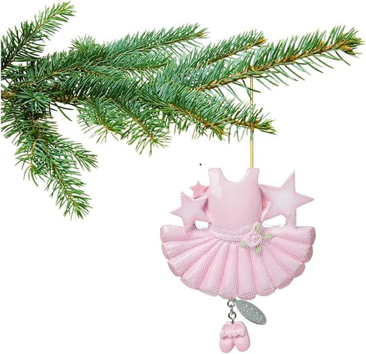 2026 Pink Ballet Ornament, Ballerina Christmas Ornament, Dance Gifts for Girls or Women, Ballet Gifts, w/Tulle Skirt & Glitter Ballet Slippers, Can be Personalized at Home, Comes in a Gift Box