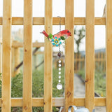TIDTALEO Glass and Iron Garden Bird Hanging Statue Outdoor Decor with Realistic Bright Red Bird Design Creative Patio Ornament for Park and Home Landscaping