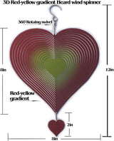 DJUAN Wind Spinner Red-Yellow Gradient Love Heart 3D Metal Hanging Wind Spinners Worth Gift Stainless Steel Yard Art Decorations Indoor/Outdoor Kinetic Wind Sculptures & Spinners