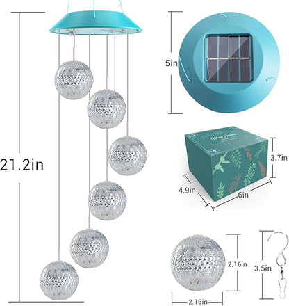 Solar Moroccan Ball Gifts for Mom Grandma Girls, Color Changing Solar Wind Chimes for Outside, Outdoor Decorative Mobile Lights for Garden, Yard, Patio, Window, Party Décor