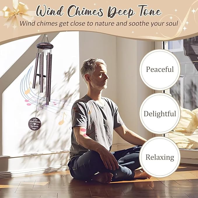 Thank You Gifts for Women Men, 25" Wind Chimes Appreciation Gifts for Employee Teacher, Coworkers, Nurses, Gratitude Thoughtful Gift Ideas for Mother Father Family Friends