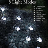 Paw Print Solar Lights - Set of 4 Pack Dog Animal Lights Waterproof,Paw Print Solar Lighting Outdoor Garden, Pet Lover’s Garden Path Lighting, Walkway Lighting for Yard (Cool White)