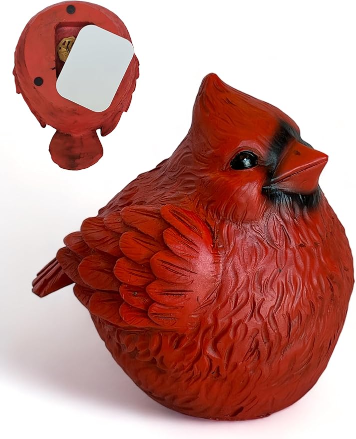 Gift Essentials Stocky Cardinal Garden Statue and Key Hider - Hides a Secret Extra Hidden Key Outside in Garden, Yard or Porch