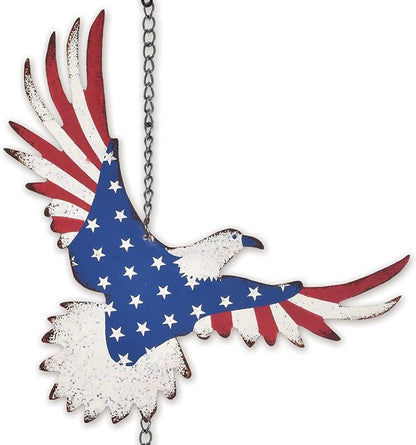 Sunset Vista Designs Garden Décor - Red White and Blue Americana Eagle for Porch Patio or Home Decoration, 32.5-Inch, Wind Chime