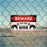 Beware Of The Dog Border Collie Sign Aluminum Metal Tin Signs Outdoor Yard Sign Warning Sign For Fence Yard Home Kitchen Farm Garden Wall Decor 8x12 Inch