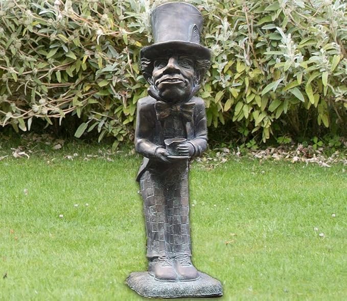 Wonderland Alice and The Mad Hatter Statue, Bronze Finish, Indoor/Outdoor Garden Patio Lawn Yard Decor