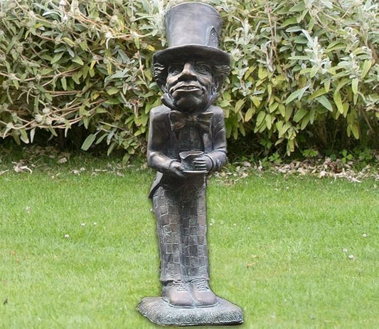 Wonderland Alice and The Mad Hatter Statue, Bronze Finish, Indoor/Outdoor Garden Patio Lawn Yard Decor