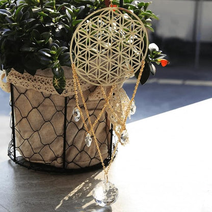 Flower of Life Crystal Suncatcher, Sacred Geometry Wall Decor, Home Office Garden Decorative Hanging Ornament