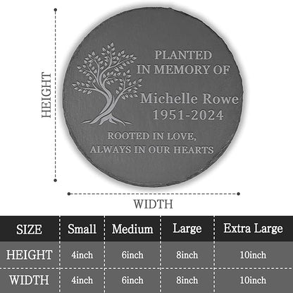 Memorial Garden Stone - Personalized Sympathy Gifts for Loss of Loved One - Bereavement Gifts for Loss of Father Mother - Rooted in Love - Round