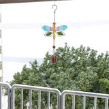 GORGECRAFT Dragonfly Wind Chime Metal Glass Music Wind Bell 14.2" Romantic Colorful Dragonfly Shaped Hanging Ornaments with Chime Gifts for Women Garden Patio Yard Party Indoor Outdoor Decorations