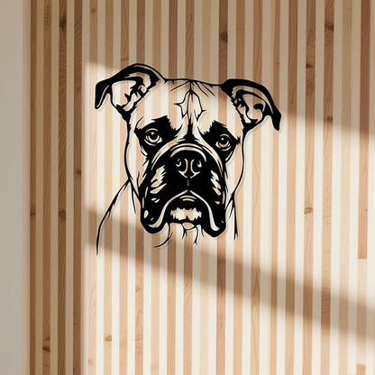 Boxer Dog Metal Wall Art - Rustproof Iron Dog Statue Mural for Patio, Fence & Wall Decor, Durable Pet-Themed Home Decoration(30cm/11.81in)
