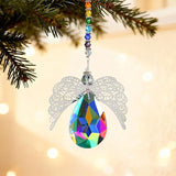 HDCRYSTALGIFTS 14'' Haning Crystal Guardian Angel Suncatcher Glass Angel Ornaments for Christmas Tree Rainbow Maker Prisms Sun Catcher for Window Home Decor (AB Color)