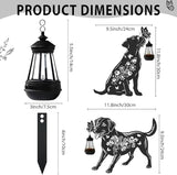 Solar Lights Garden Decor - 2 Pcs Metal Dog Statues Outdoor Decorative Yard Stakes with Lantern Waterproof Patio Lawn Pathway Ornaments Christmas Decorations Gifts for Women Animal Lover