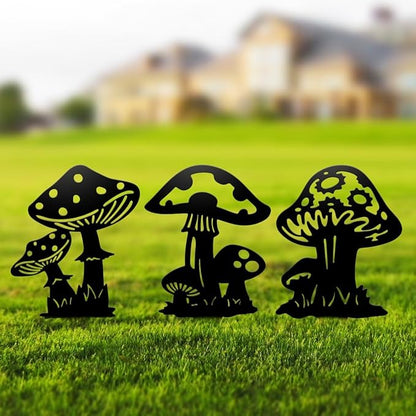 Metal Garden Stake Decor, Acrylic 2D Garden Decoration, Garden Accessories for Outdoor Indoor Yard Lawn Pot Plants (3PCS-Mushroom)