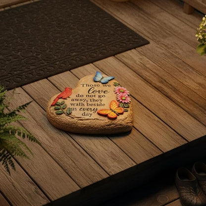 Memorial Stones for Loved Ones Outside with Cardinal Butterfly Flowers, Sympathy Gifts for Loss of Loved One Waterproof Resin Grave Decorations for Cemetery 10 inch