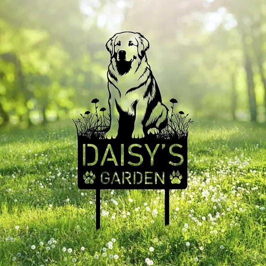 Custom Kuvasz Dog Metal Memorial Garden Stake Personalized Pet Grave Marker Name Sign Remembrance Stake Decor Sympathy Dog Loss,Outdoor Statues for Yard Garden Lawn Patio Pathway Grave.