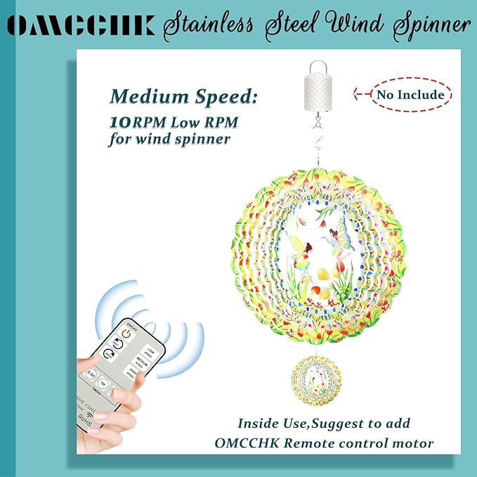 Wind Spinner Fairy Flower Hanging, 12In Stainless Steel Spinfinity Wind Spinner, Wind Chimes for Outside, 3D Kinetic Sculpture Suncatcher, Metal Yard Art Ornament, Outdoor Garden Decor, Nana Gifts