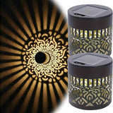 Decorative Solar Mandala Lights, Metal Solar Powered Outdoor Deck Step Wall Lights, Waterproof Solar Mandala Fence Lights Outdoor, for Garden Post Patio Backyard Yard Decor (2PCS)