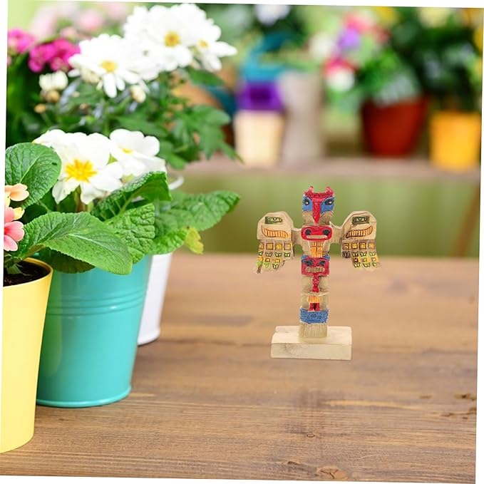 Vaguelly Resin Tribal Symbol Figurine Handpainted Decor Garden Ornament for Outdoor Spaces Unique Tribal Token for Courtyards Vibrant Resin Craft Decoration