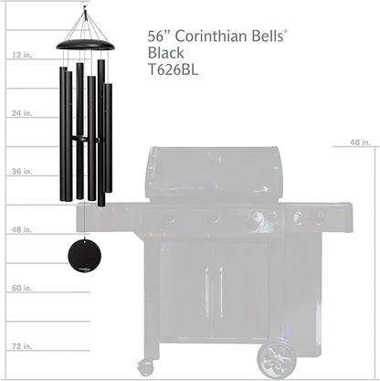 Corinthian Bells by Wind River - 56 inch Black Wind Chime for Patio, Backyard, Garden, and Outdoor Decor (Aluminum Chime) Made in The USA