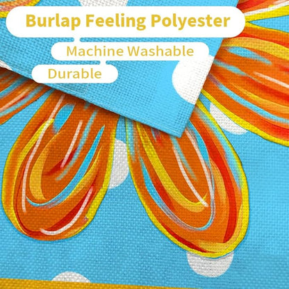 CROWNED BEAUTY Summer Floral House Flag Double Sided 28x40 Inches Large Burlap Seasonal Welcome Yard Porch Decoration for Outside (Blue) CF1838-40