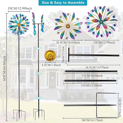 Metal Wind Spinners for Outdoor, 360° Spinning Wind Sculpture with Sturdy Metal Stake, Art Decor for Garden, Yard, Patio, Lawn - Ideal Gift for Family & Friends
